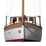 Nielsen 56 Trawler Yacht three-quarter bow view